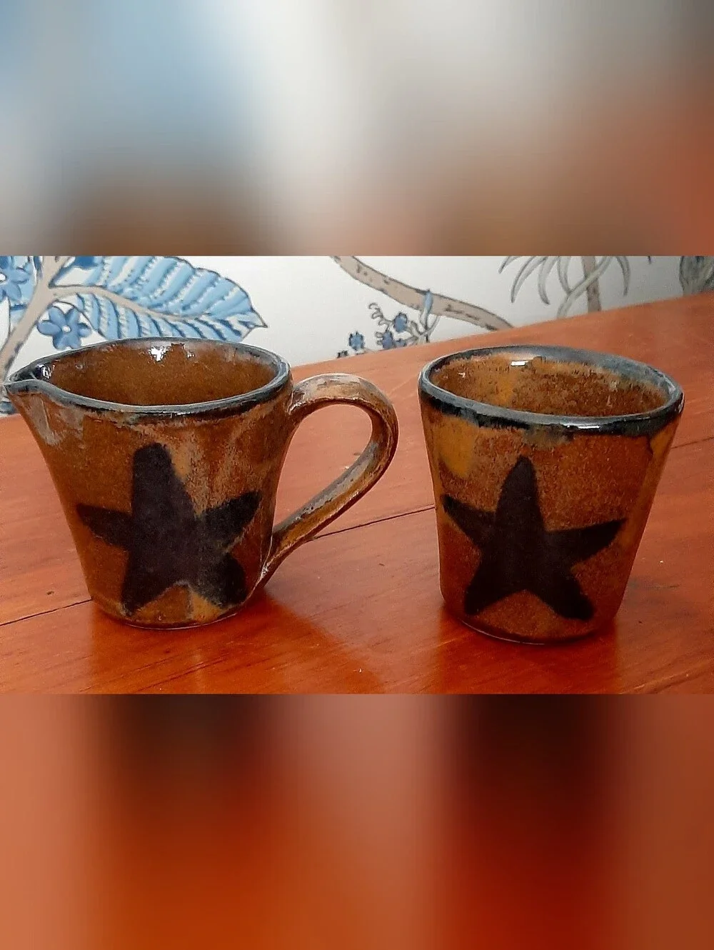 Sally Watson Pottery, Tipp City Ohio, Sugar & Creamer Set with Star NWOT